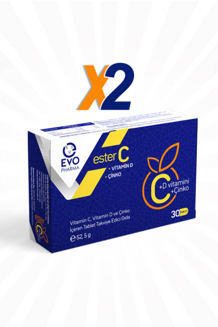 Evopharma Ester C Vitamin Ve Çinko İçeren Takviye Gıda 30 Tablet 2 Adet - 2