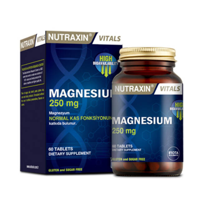 Nutraxin Magnesium Citrate 250 mg Takviye Edici Gıda 60 Tablet - 1